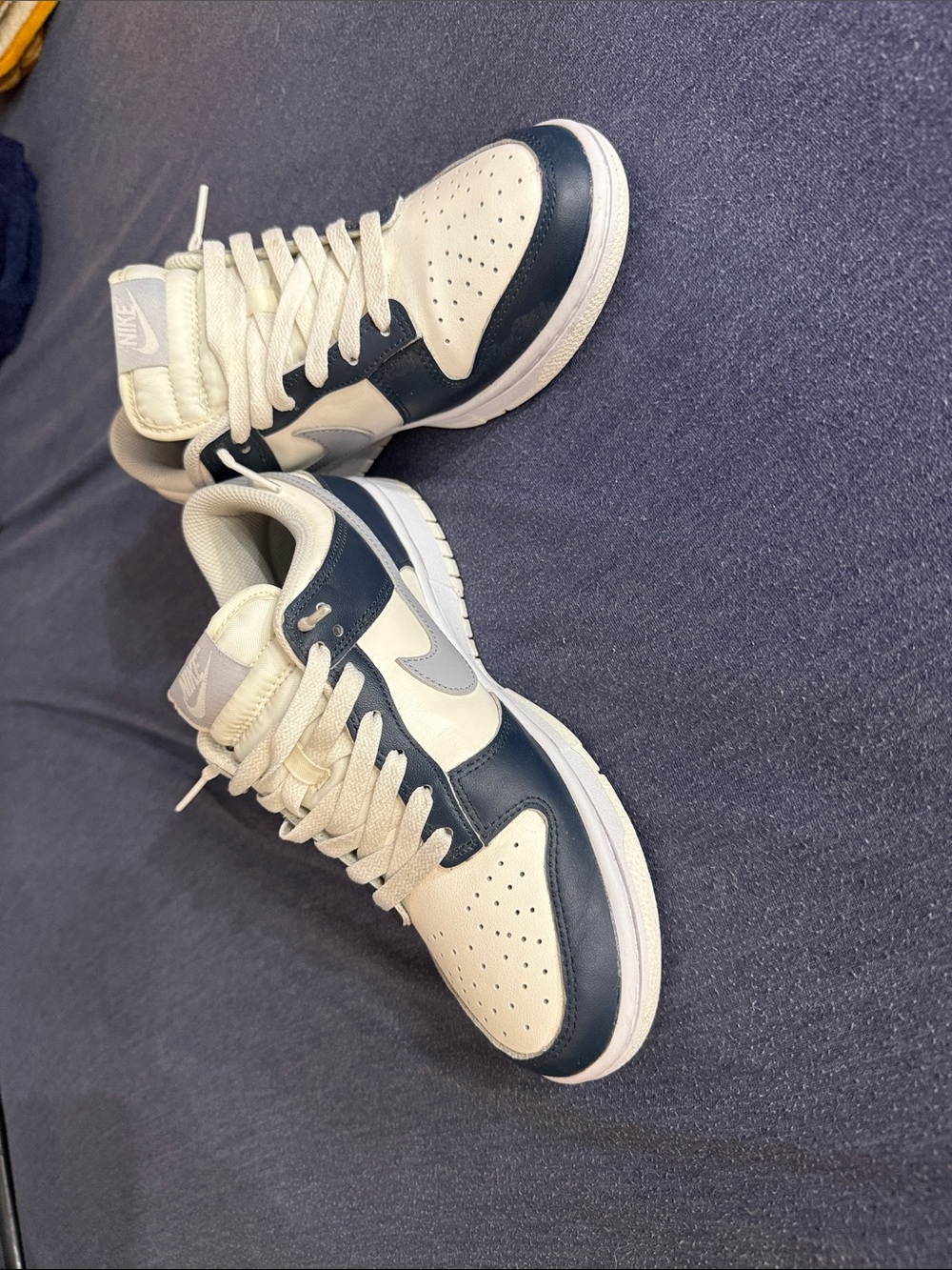 Women’s NIKE DUNKS ——— off-white, navy, gray - Picture 2 of 4
